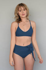 Ribbed Antique Blue HARPER HIGH WAISTED